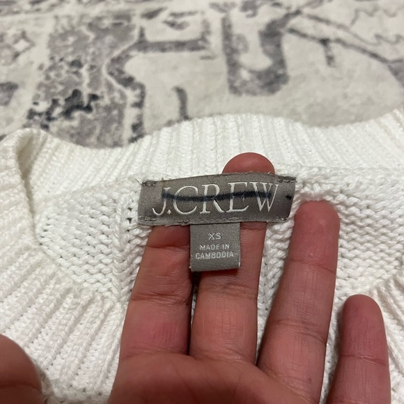 J.Crew White Cable Knit Cropped Sweater - Picture 4 of 4